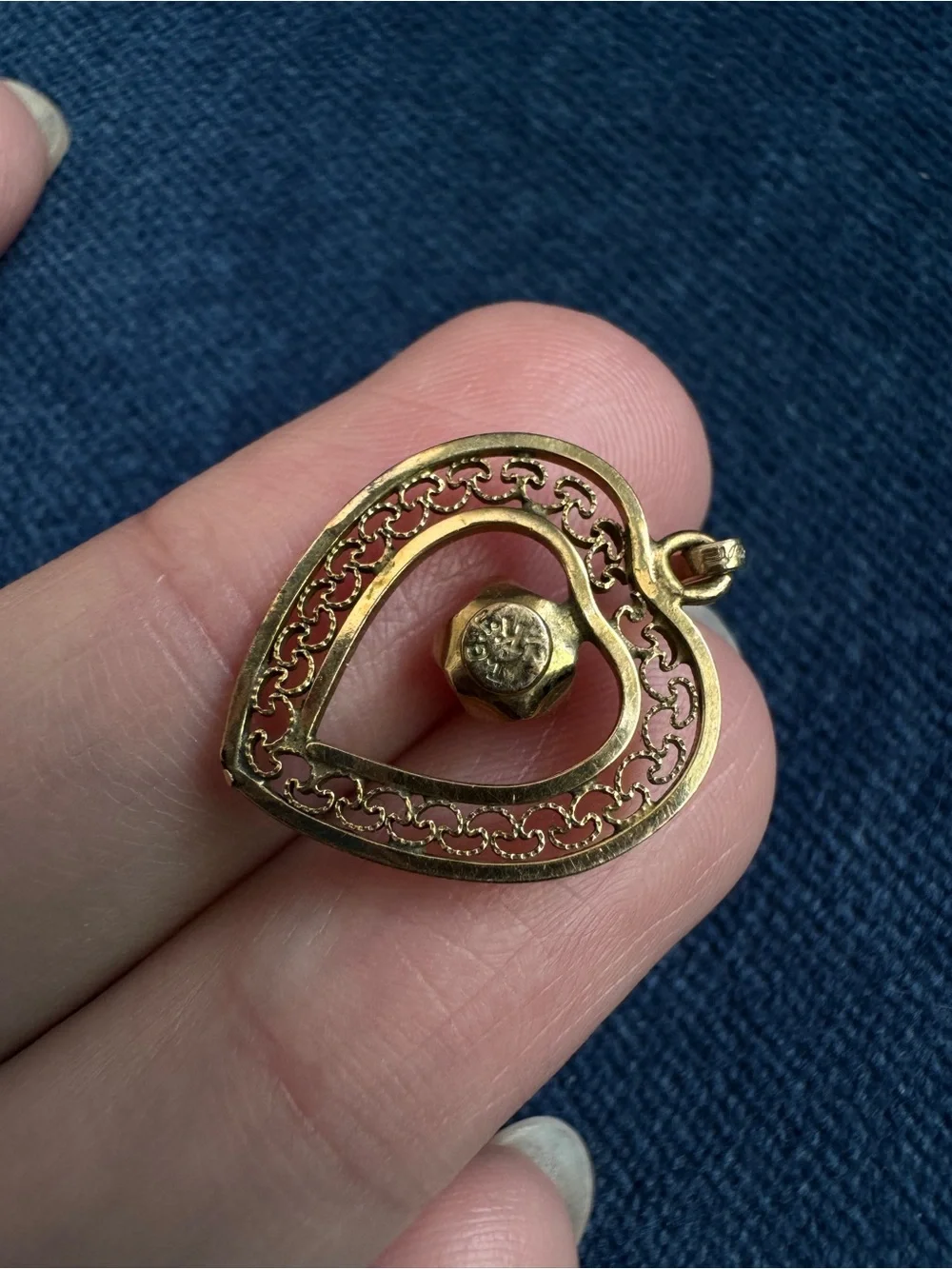 Vintage 12k GF small Pearl  Heart Pendant